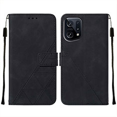 Handytasche Stand Schutzhülle Flip Leder Hülle Y01B für Oppo Find X5 5G Schwarz