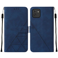 Handytasche Stand Schutzhülle Flip Leder Hülle Y01B für Samsung Galaxy A03 Blau