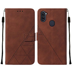 Handytasche Stand Schutzhülle Flip Leder Hülle Y01B für Samsung Galaxy A11 Braun