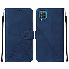 Handytasche Stand Schutzhülle Flip Leder Hülle Y01B für Samsung Galaxy A12 Blau