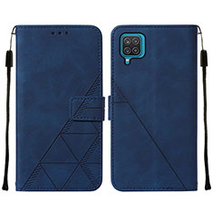 Handytasche Stand Schutzhülle Flip Leder Hülle Y01B für Samsung Galaxy F12 Blau