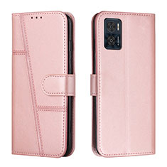 Handytasche Stand Schutzhülle Flip Leder Hülle Y01X für Motorola Moto E22i Rosegold