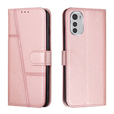 Handytasche Stand Schutzhülle Flip Leder Hülle Y01X für Motorola Moto E32 Rosegold