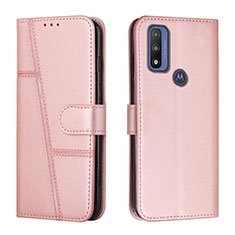 Handytasche Stand Schutzhülle Flip Leder Hülle Y01X für Motorola Moto G Pure Rosegold