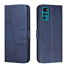 Handytasche Stand Schutzhülle Flip Leder Hülle Y01X für Motorola Moto G22 Blau