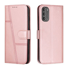 Handytasche Stand Schutzhülle Flip Leder Hülle Y01X für Motorola Moto G51 5G Rosegold