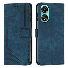 Handytasche Stand Schutzhülle Flip Leder Hülle Y01X für Oppo A58 4G Blau