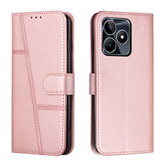 Handytasche Stand Schutzhülle Flip Leder Hülle Y01X für Realme C67 Rosegold