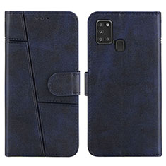 Handytasche Stand Schutzhülle Flip Leder Hülle Y01X für Samsung Galaxy A21s Blau