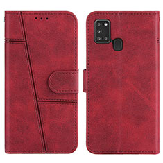 Handytasche Stand Schutzhülle Flip Leder Hülle Y01X für Samsung Galaxy A21s Rot