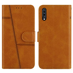 Handytasche Stand Schutzhülle Flip Leder Hülle Y01X für Samsung Galaxy A50 Hellbraun