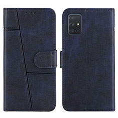 Handytasche Stand Schutzhülle Flip Leder Hülle Y01X für Samsung Galaxy A71 4G A715 Blau