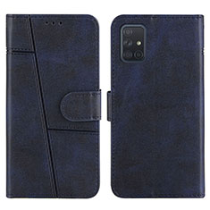 Handytasche Stand Schutzhülle Flip Leder Hülle Y01X für Samsung Galaxy A71 5G Blau
