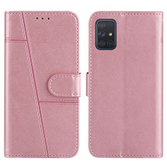 Handytasche Stand Schutzhülle Flip Leder Hülle Y01X für Samsung Galaxy A71 5G Rosegold