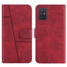 Handytasche Stand Schutzhülle Flip Leder Hülle Y01X für Samsung Galaxy A71 5G Rot