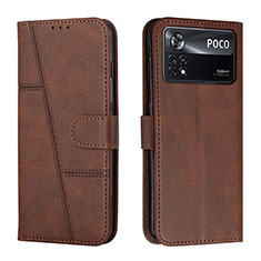 Handytasche Stand Schutzhülle Flip Leder Hülle Y01X für Xiaomi Poco X4 Pro 5G Braun