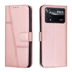 Handytasche Stand Schutzhülle Flip Leder Hülle Y01X für Xiaomi Poco X4 Pro 5G Rosegold