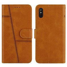 Handytasche Stand Schutzhülle Flip Leder Hülle Y01X für Xiaomi Redmi 9AT Hellbraun