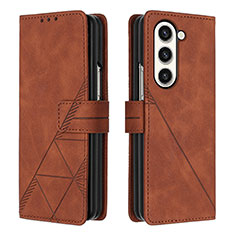 Handytasche Stand Schutzhülle Flip Leder Hülle Y02B für Samsung Galaxy Z Fold5 5G Braun