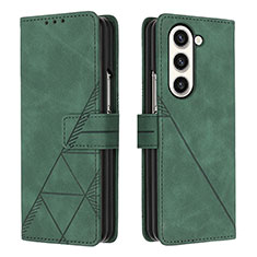 Handytasche Stand Schutzhülle Flip Leder Hülle Y02B für Samsung Galaxy Z Fold5 5G Grün