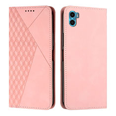 Handytasche Stand Schutzhülle Flip Leder Hülle Y02X für Motorola Moto E22S Rosegold