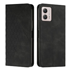 Handytasche Stand Schutzhülle Flip Leder Hülle Y02X für Motorola Moto G73 5G Schwarz