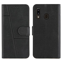 Handytasche Stand Schutzhülle Flip Leder Hülle Y02X für Samsung Galaxy A20 Schwarz