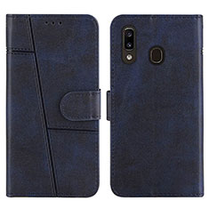 Handytasche Stand Schutzhülle Flip Leder Hülle Y02X für Samsung Galaxy A30 Blau