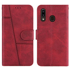 Handytasche Stand Schutzhülle Flip Leder Hülle Y02X für Samsung Galaxy A30 Rot