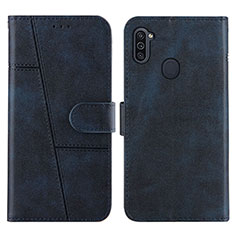 Handytasche Stand Schutzhülle Flip Leder Hülle Y02X für Samsung Galaxy M11 Blau