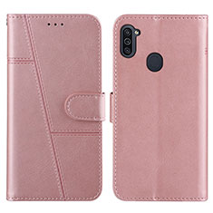 Handytasche Stand Schutzhülle Flip Leder Hülle Y02X für Samsung Galaxy M11 Rosegold