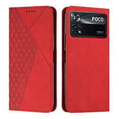 Handytasche Stand Schutzhülle Flip Leder Hülle Y02X für Xiaomi Poco X4 Pro 5G Rot