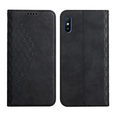 Handytasche Stand Schutzhülle Flip Leder Hülle Y02X für Xiaomi Redmi 9A Schwarz