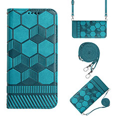 Handytasche Stand Schutzhülle Flip Leder Hülle Y03B für Apple iPhone 14 Cyan