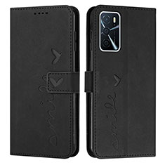 Handytasche Stand Schutzhülle Flip Leder Hülle Y03X für Oppo A16 Schwarz