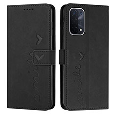 Handytasche Stand Schutzhülle Flip Leder Hülle Y03X für Oppo A74 5G Schwarz