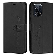 Handytasche Stand Schutzhülle Flip Leder Hülle Y03X für Oppo Find X5 Pro 5G Schwarz