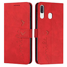 Handytasche Stand Schutzhülle Flip Leder Hülle Y03X für Samsung Galaxy A20 Rot