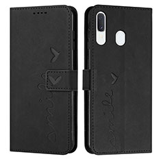 Handytasche Stand Schutzhülle Flip Leder Hülle Y03X für Samsung Galaxy A20 Schwarz