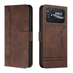 Handytasche Stand Schutzhülle Flip Leder Hülle Y03X für Xiaomi Poco C40 Braun