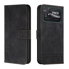 Handytasche Stand Schutzhülle Flip Leder Hülle Y03X für Xiaomi Poco C40 Schwarz