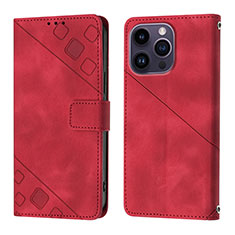 Handytasche Stand Schutzhülle Flip Leder Hülle Y05B für Apple iPhone 13 Pro Rot