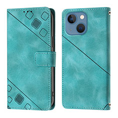 Handytasche Stand Schutzhülle Flip Leder Hülle Y05B für Apple iPhone 14 Cyan