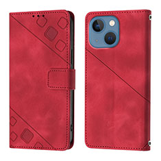 Handytasche Stand Schutzhülle Flip Leder Hülle Y05B für Apple iPhone 15 Rot