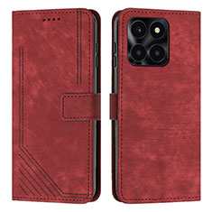 Handytasche Stand Schutzhülle Flip Leder Hülle Y07X für Huawei Honor X6a Rot