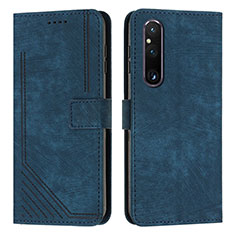 Handytasche Stand Schutzhülle Flip Leder Hülle Y08X für Sony Xperia 1 V Blau