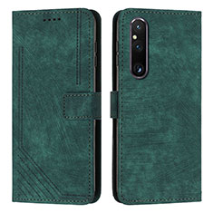 Handytasche Stand Schutzhülle Flip Leder Hülle Y08X für Sony Xperia 1 V Grün