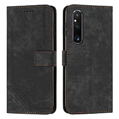 Handytasche Stand Schutzhülle Flip Leder Hülle Y08X für Sony Xperia 1 V Schwarz