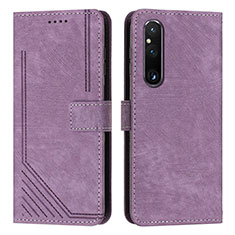 Handytasche Stand Schutzhülle Flip Leder Hülle Y08X für Sony Xperia 1 V Violett