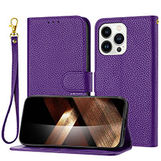 Handytasche Stand Schutzhülle Flip Leder Hülle Y09X für Apple iPhone 16 Pro Violett